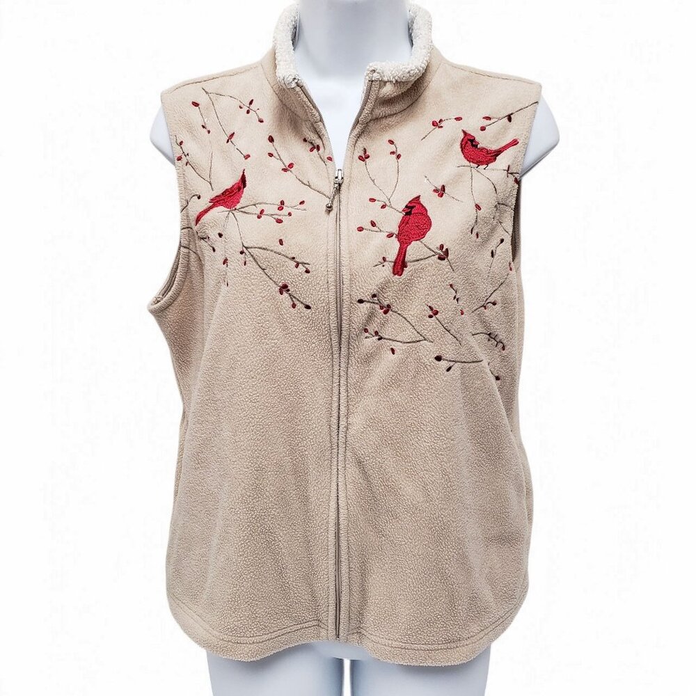 Croft & Barrow Womens Cardinal Bird Vest Size PL